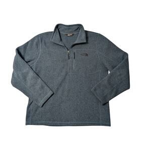 THE NORTH FACE Men's 1/4 Zip FLEECE/Sweater; Large. Gray; Fuzzy & Warm!!